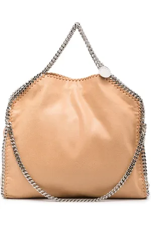 Stella McCartney Torebki, Kobieta, Beżowy, ONE SIZE, Beżowa Torba Falabella z Teksturą Młotkowaną i Skórą Cruelty-Free