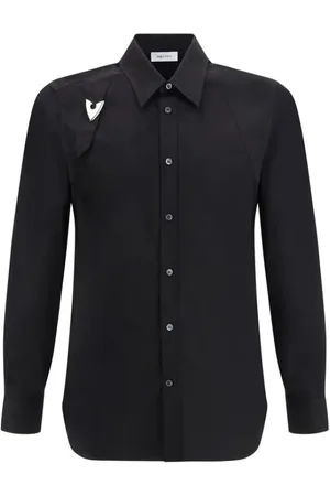 Alexander McQueen Koszule, Mężczyzna, Czarny, M, Koszula z klamrą i logoem