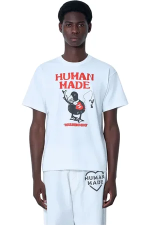 HUMAN MADE Koszulki, Mężczyzna, Biały, XL, Koszulka z Logo Motywem z Bawełny