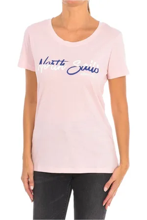 North Sails Koszulki, Kobieta, Różowy, S, Bawełna, T-shirt z krótkim rękawem i ściągaczem na szyi