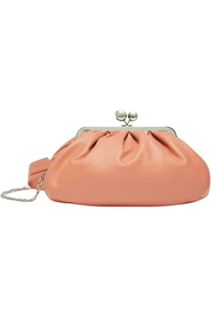 Max Mara Torebki, Kobieta, Różowy, ONE SIZE, Różowa Skórzana Torebka Clutch Medium