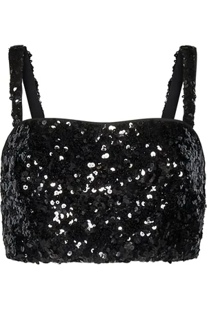Dolce & Gabbana Koszulki, Kobieta, Czarny, S, Czarny Jedwabny Top z Kwadratowym Dekoltem