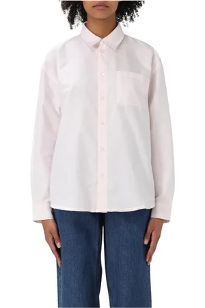 A.P.C. Bluzki, Kobieta, Różowy, S, Różowa Oversized Poplin Koszula