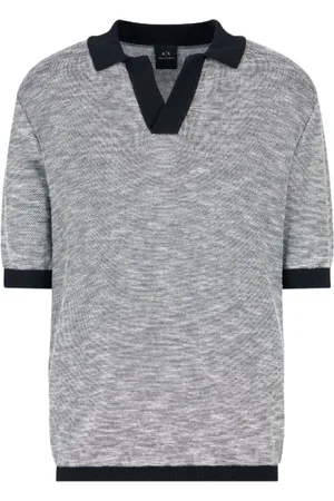 Armani Exchange Koszulki, Mężczyzna, Wielobarwność, XS, Polo z krótkim rękawem niebiesko-biały