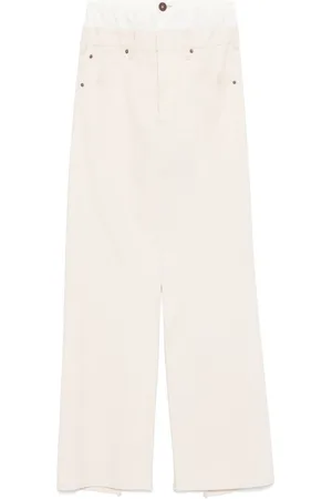 Maison Margiela Spódnice, Kobieta, Beżowy, 2XS, Denim, Beżowa Dżinsowa Długa Spódnica z Rozporkami