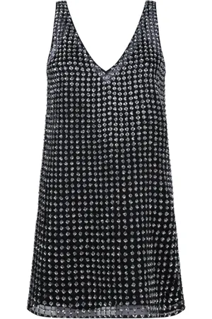 Max Mara Sukienki, Kobieta, Czarny, S, Czarna Sukienka z Cekinami i Motywem Kwiatowym