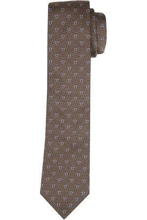 Salvatore Ferragamo Akcesoria, Mężczyzna, brązowy, ONE SIZE, Jedwabny Krawat Jacquard