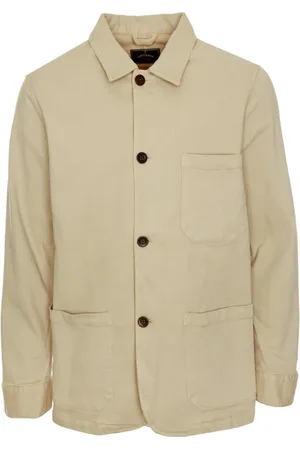 Portuguese Flannel Kurtki, Mężczyzna, Beżowy, M, Casual Overshirt z detalami guzików