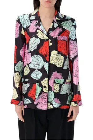 Marni Bluzki, Kobieta, Wielobarwność, 2XL, Jedwabna Bluzka z Kwiatowym Nadrukiem