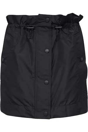 Burberry Spódnice, Kobieta, Czarny, XS, Poliester, Mini spódnica z naszywką z logo