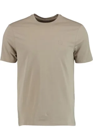 Armani Exchange Koszulki, Mężczyzna, Beżowy, S, Beżowy Bawełniany T-shirt z Okrągłym Dekoltem