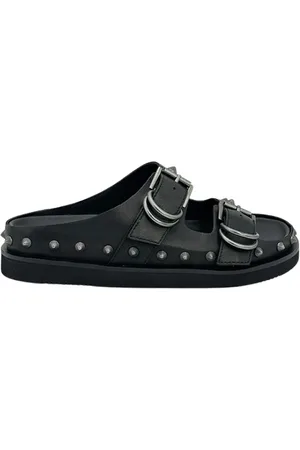 Ash Buty, Kobieta, Czarny, 38 EU, Czarne Skórzane Sandały z Nitami