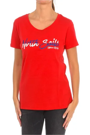 North Sails Koszulki, Kobieta, Czerwony, S, Bawełna, T-shirt z krótkim rękawem i ściągaczem na szyi