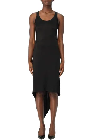 Helmut Lang Sukienki, Kobieta, Czarny, L, Elegancka Czarna Sukienka Midi Jersey