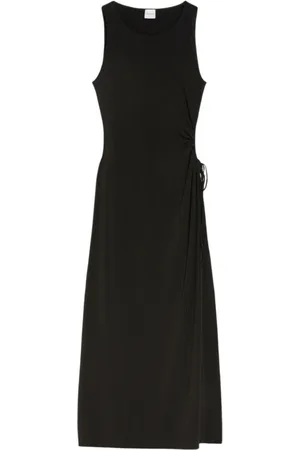 Max Mara Sukienki, Kobieta, Czarny, XS, Czarna Sukienka bez Rękawów z Jerseyu z Rozcięciem na Boku