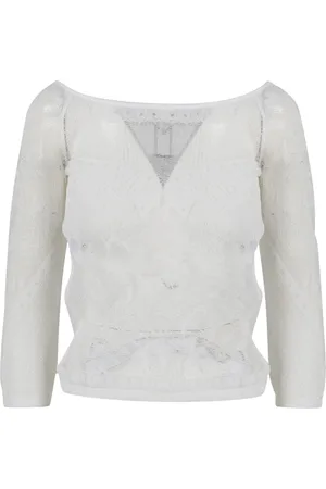 Alberta Ferretti Bluzki, Kobieta, Biały, 2XS, Top z siateczki wiskozy Bianco