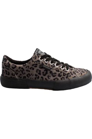 Diesel Buty, Kobieta, Wielobarwność, 36 EU, Zamsz, Sneakersy z nadrukiem zwierzęcym i niskim profilem
