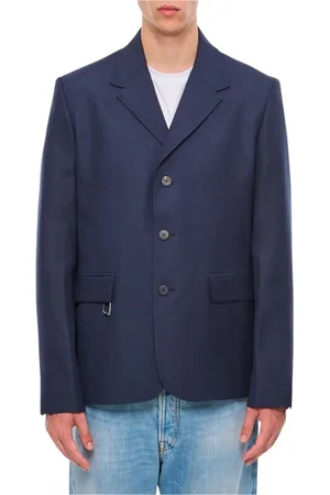 Jacquemus Kurtki, Mężczyzna, Niebieski, S, Niebieski Slim Fit Marynarka Z Klapą