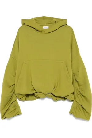 DRIES VAN NOTEN Bluzy, Kobieta, Zielony, M, Zielona bluza z kapturem i kieszenią typu kangur