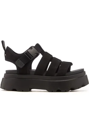 UGG Buty, Kobieta, Czarny, 38 EU, Zamsz, Czarne Wygodne Sandały dla Kobiet