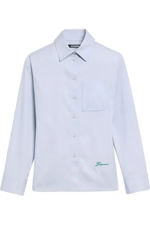 Jacquemus Bluzki, Kobieta, Niebieski, S, Szara Koszula z Guzikami
