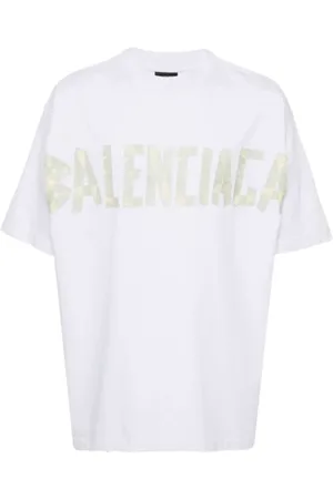 Balenciaga Koszulki, Mężczyzna, Biały, S, Len, Koszulka z bawełny z logo