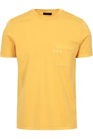 FAY Koszulki, Mężczyzna, Żółty, XL, Ciemnożółty Bawełniany T-shirt z dzianiny dżersejowej