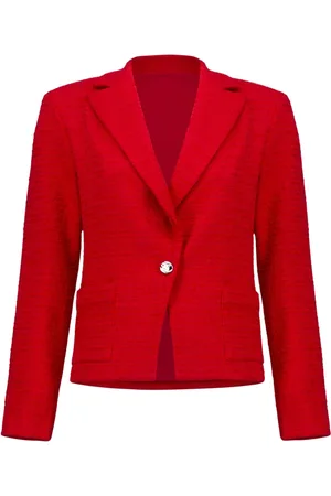 Joseph Ribkoff Kurtki, Kobieta, Czerwony, XL, Rayon, Teksturowany Blezer Bouclé z Kieszeniami