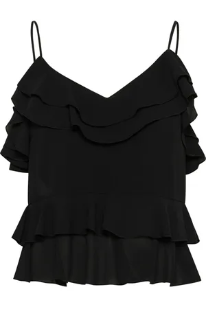 INWEAR Koszulki, Kobieta, Czarny, S, Elegancki rozkloszowany top w kolorze czarnym