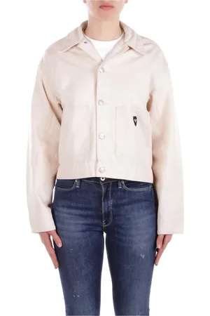 Carhartt Kurtki, Kobieta, Beżowy, S, Bawełna, Beżowe Kurtki Logo Przód Regulowany Pas