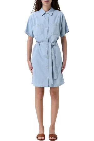 A.P.C. Sukienki, Kobieta, Niebieski, L, Elegancka Sukienka Midi z Subtelnym Wzorem