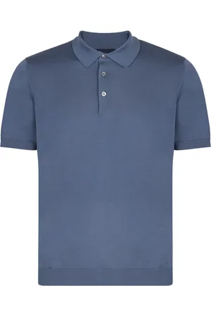 DRUMOHR Koszulki, Mężczyzna, Niebieski, 2XL, Rozpinany sweter polo z bawełny