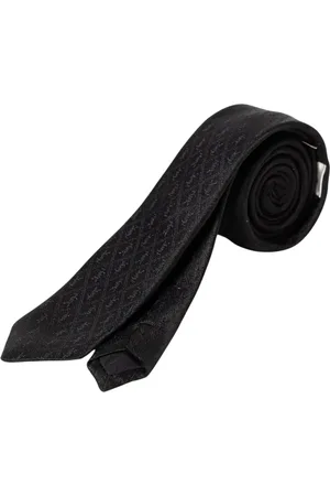 Saint Laurent Akcesoria, Mężczyzna, Czarny, L, Luksusowy Czarny Wzorzysty Jedwabny Krawat