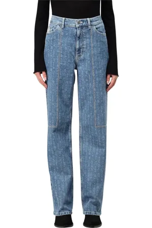 Baum und Pferdgarten Jeansy, Kobieta, Niebieski, M, Logo Print Straight Leg Jeansy