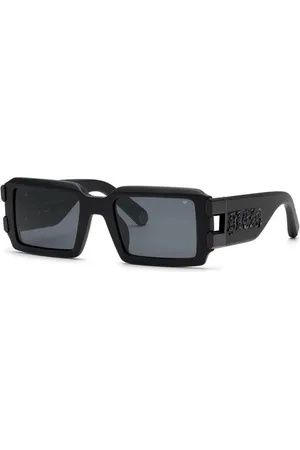 Philipp Plein Akcesoria, Kobieta, Czarny, 54 MM, Czarne Okulary Przeciwsłoneczne Smoke