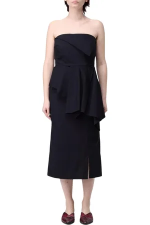 LIVIANA CONTI Sukienki, Kobieta, Czarny, M, Elegancka Asymetryczna Sukienka Midi