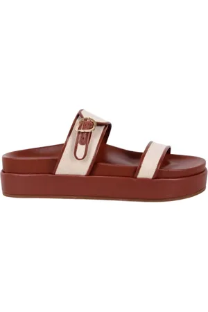 Ancient Greek Sandals Buty, Kobieta, brązowy, 36 EU, Sandał Platformowy z Plandeką i Klamrą w Kształcie Skrzydeł