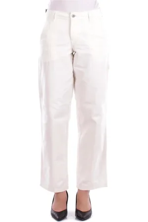 Dickies Spodnie, Kobieta, Biały, W27, Bawełna, Bawełniane spodnie z zamkiem i kieszeniami