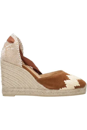 Castaner Buty, Kobieta, brązowy, 35 EU, Zamsz, Brązowe Zamszowe Sandały na Koturnie z Wiązaniem