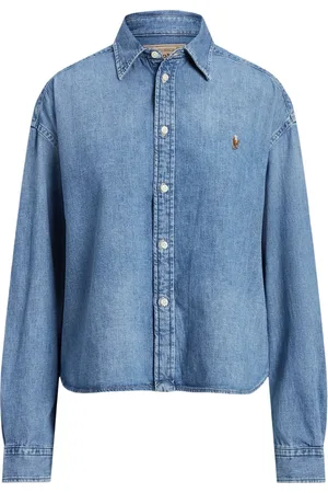 Ralph Lauren Bluzki, Kobieta, Niebieski, S, Denim, Niebieska Krótka Koszula Denimowa