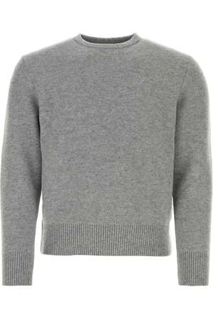 Thom Browne Swetry, Mężczyzna, Szary, M, Wygodny Szary Sweter z Wełny