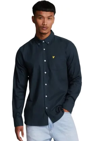 Lyle & Scott Koszule, Mężczyzna, Niebieski, L, Ciemnoniebieska Flanelowa Koszula
