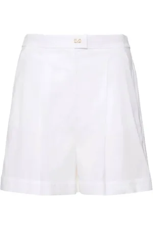 Max Mara Szorty, Kobieta, Biały, S, Bawełna, Białe Bermudy z Elastycznym Pasem