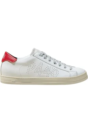 P448 Buty, Mężczyzna, Biały, 42 EU, Białe Sneakersy z Czerwonym Logo