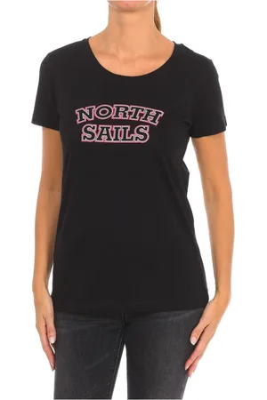 North Sails Koszulki, Kobieta, Czarny, S, Bawełna, T-shirt z krótkim rękawem i ściągaczem na szyi