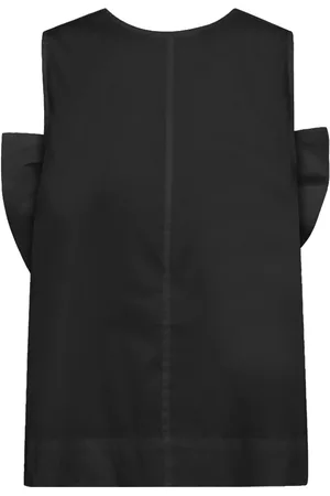 Co`Couture Koszulki, Kobieta, Czarny, XS, Bawełna, Czarna bluzka z kokardą i dekoltem w serek