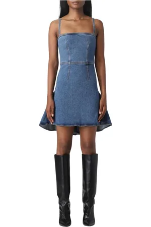 Alexander McQueen Sukienki, Kobieta, Niebieski, S, Elegancka Jeansyowa Sukienka Mini Bez Rękawów