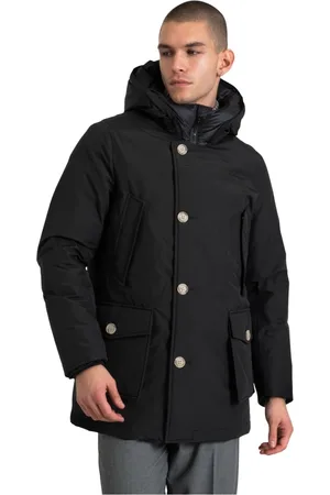 Woolrich Kurtki, Mężczyzna, Czarny, S, Puchowa parka z bawełniano-poliamidową powłoką