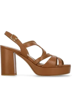 Julie Dee Buty, Kobieta, brązowy, 37 EU, Brązowe gładkie skórzane sandały dla kobiet