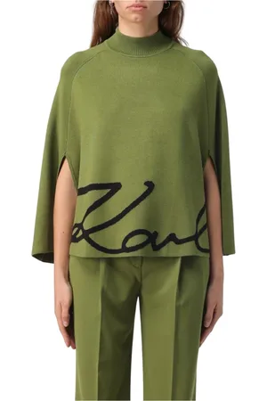 Karl Lagerfeld Swetry, Kobieta, Zielony, M, Cape Sleeve Mock Neck Sweater